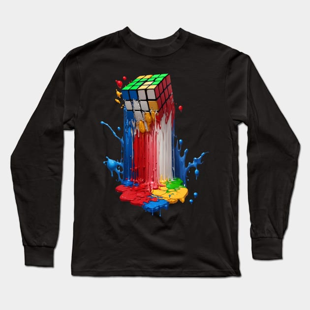 Melting Rubiks Cube Long Sleeve T-Shirt by CraftingHouse's Design